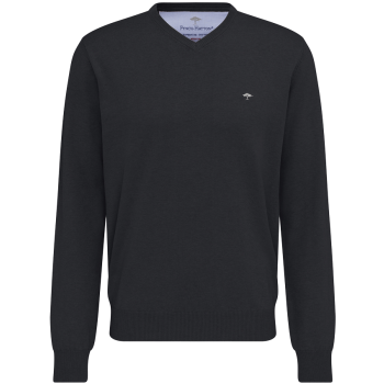 Fynch Hatton Pullover V-Neck, Charcoal, Frontansicht