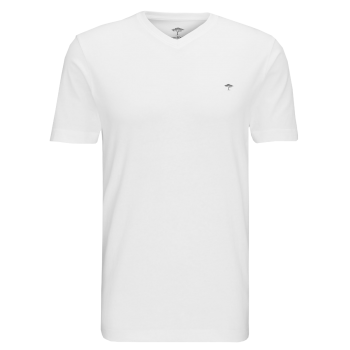 Fynch Hatton T-Shirt V-Neck, White, Frontansicht