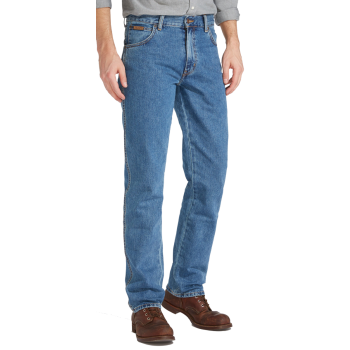 Wrangler Texas Stretch Jeans Straight, Bleu, Stonewash, Devant